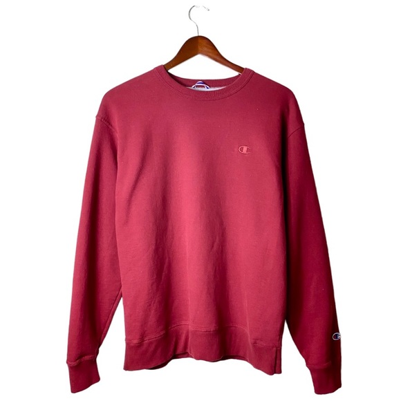 Champion Powerblend Crewneck Sweatshirt Red Wine Maroon Pullover Athletic Mens L - Picture 11 of 15